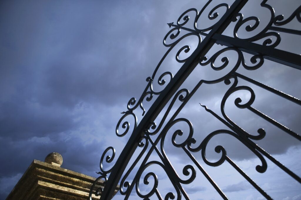 Black metal gate