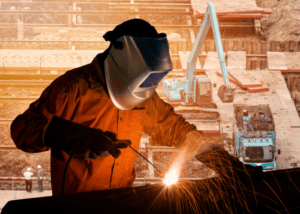 steel worker doing welding